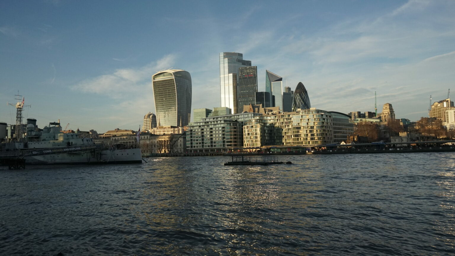 The London skyline across the Thames